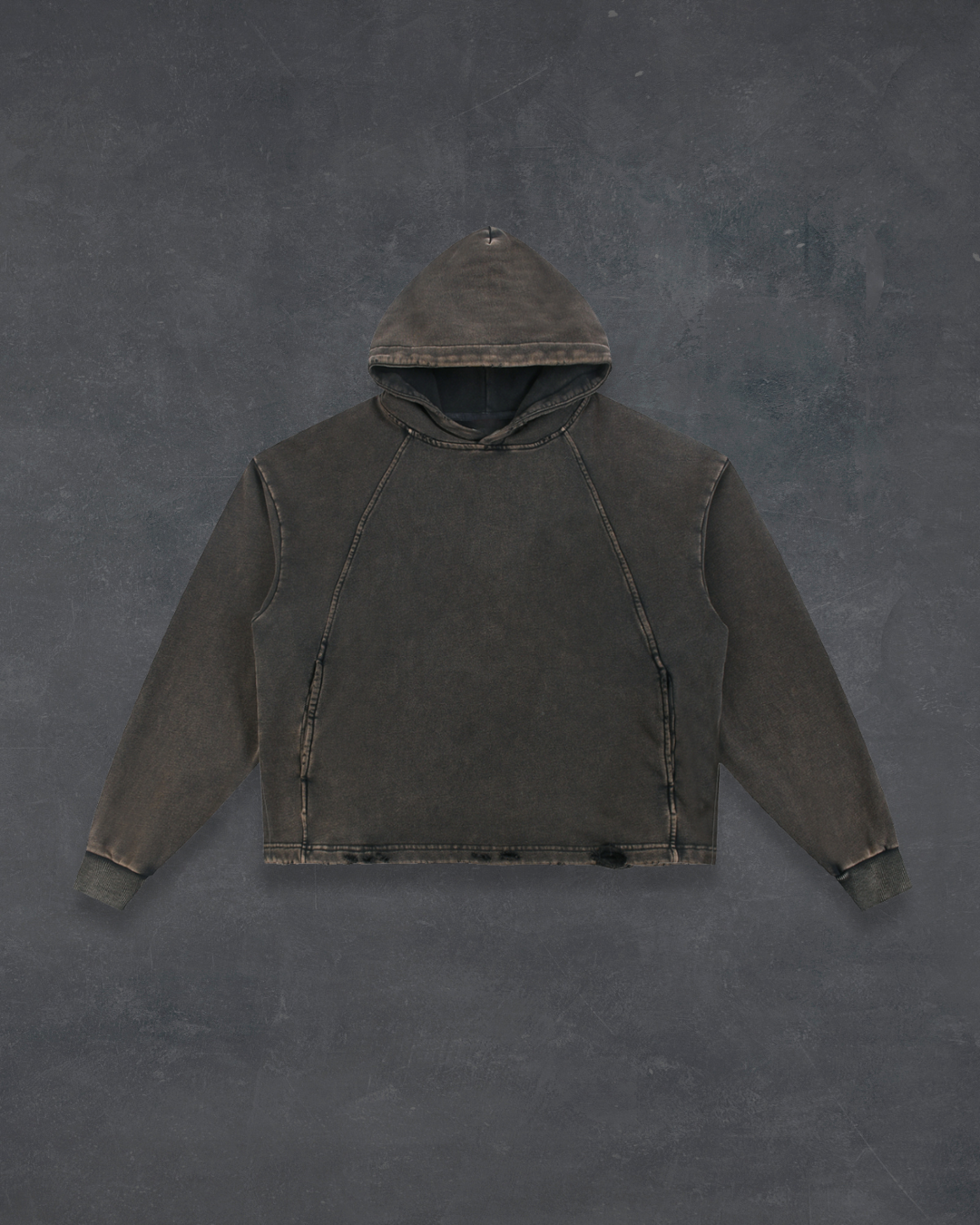 Vintage Frayed-Hem Hoodie - Obsidian Wash