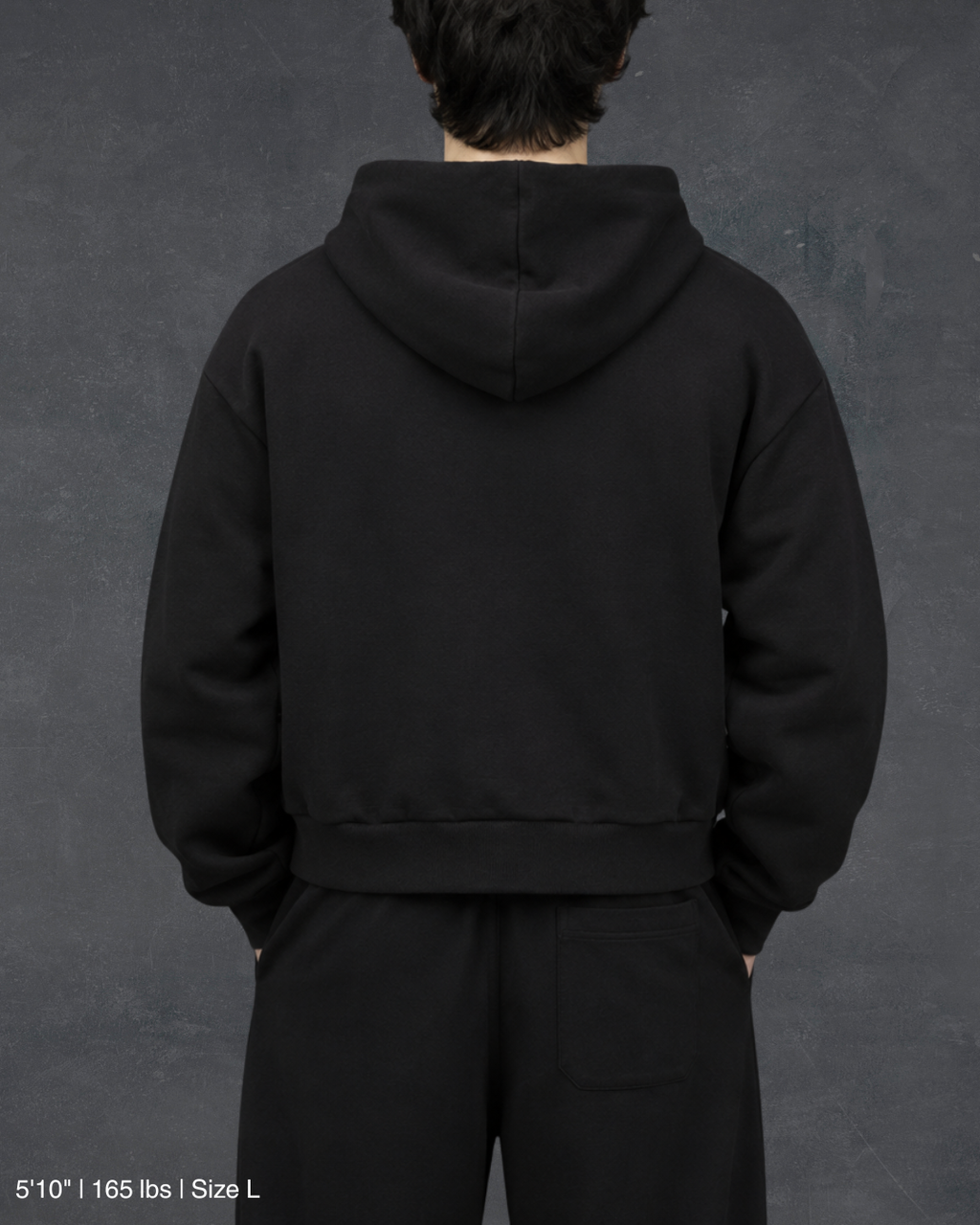 Plaid Boxy Zip Hoodie - Obsidian